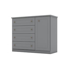 Cômoda Solteiro Americana 1 Porta 4 Gavetas Cinza - Henn