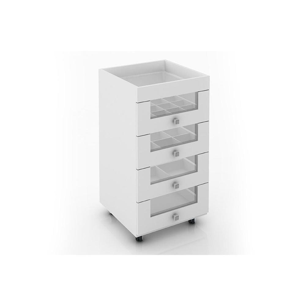 Multiuso Escritório Pe2009 C/ 4 Gavetas E Rodízios Branco - Tecno Mobili