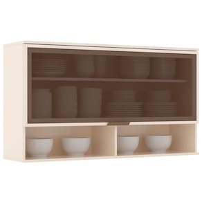 Armário Aéreo Cozinha Modulado Connect C- 1 Porta C-vidro 120cm Off White - Henn