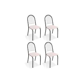Cadeira Noruega 4C077Prf Kit 4 Un Preto Fosco Courano Branco
