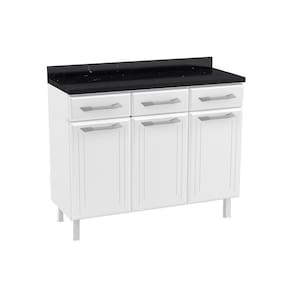 Balcão De Cozinha Modulado Topázio 3 Portas E 3 Gavetas C/tampo 105cm Branco - Telasul