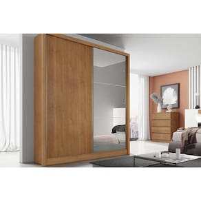 Guarda Roupa Solteiro 2 Portas 3 Gavetas C/Espelho Thor Plus Freijo Cumaru - Novo Horizonte