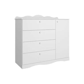 Cômoda De Quarto Encanto C/ 1 Porta E 4 Gavetas Branco - Permóbili Baby