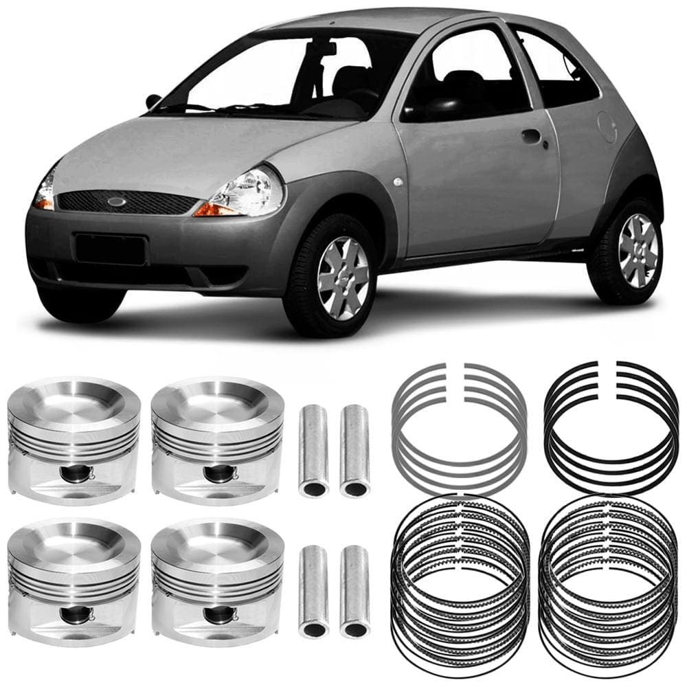 Kit Pistão Anel 0.50 Ford Ka 1.0 2000 a 2008 Gasolina Metal Leve