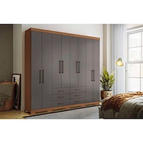 Guarda Roupa Casal 8 Portas E 6 Gavetas C/ Pés Master 8.6 Jatoba/Grafitte - Santos Andirá