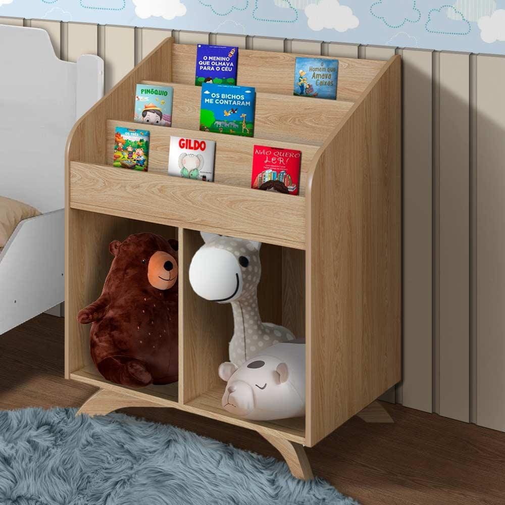 Estante Para Livros Infantil Aveiro Oak Veguas Shop Jm - Marrom