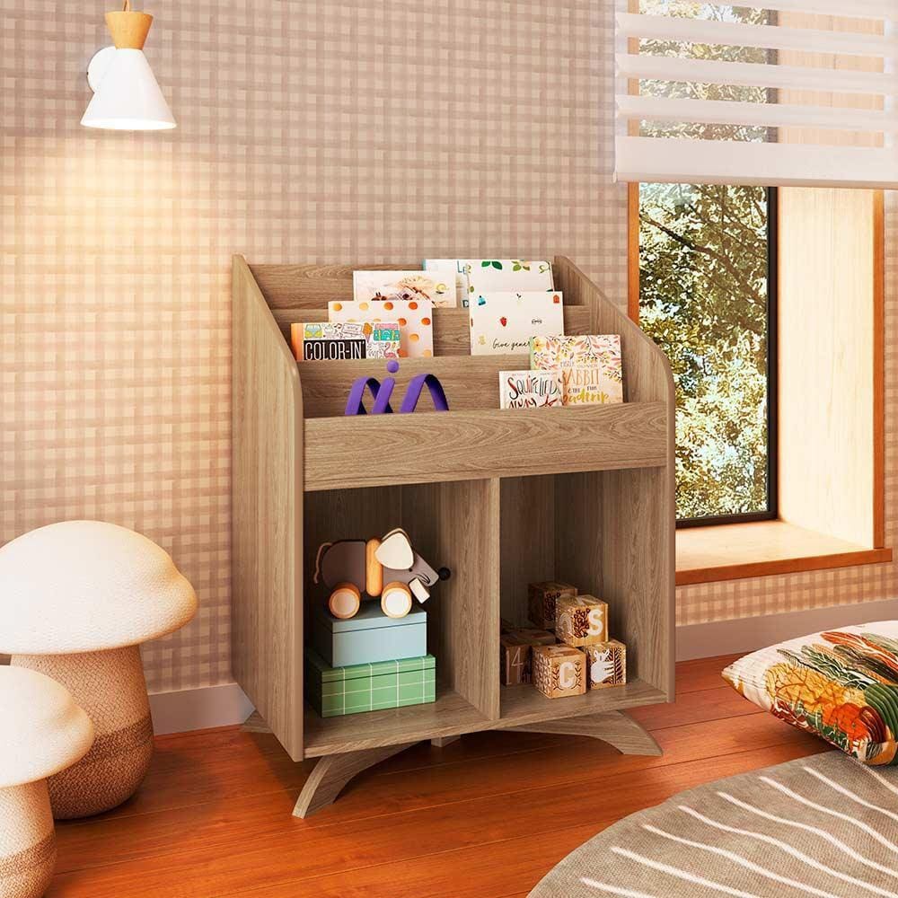 Livreiro Infantil Organizador Aveiro Oak Affeto Completa Móveis - Marrom