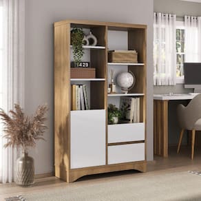 Estante Space 1 Porta 2 Gavetas Olmo/Branco