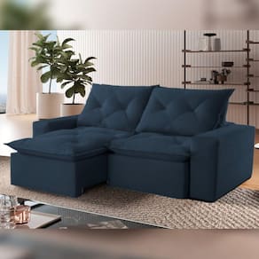 Sofá Retrátil e Reclinável 180cm Firenze Veludo/Azul