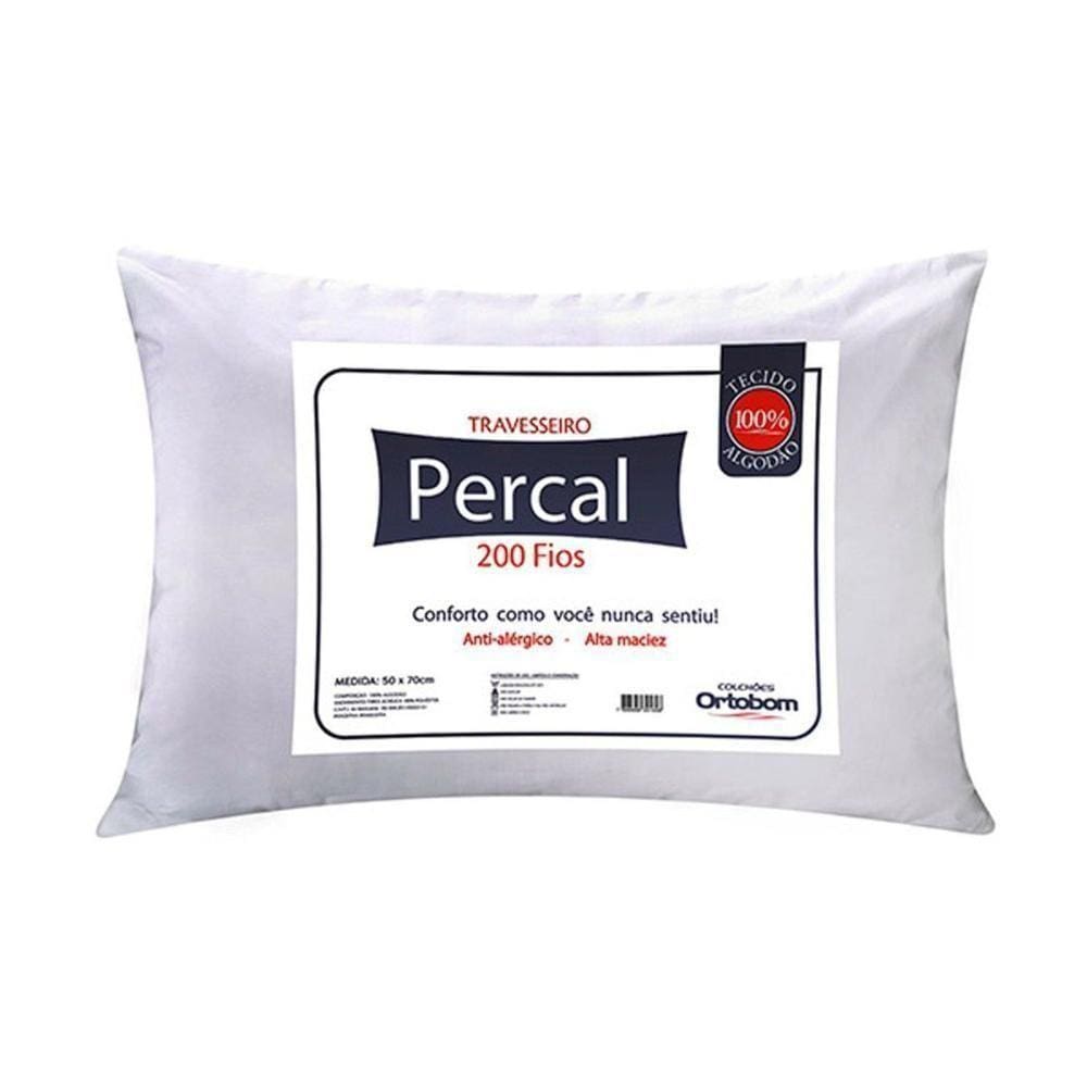 Travesseiro Fibras Siliconadas Plus Percal 200 Fios P/fronha (70x50x15) - Ortobom