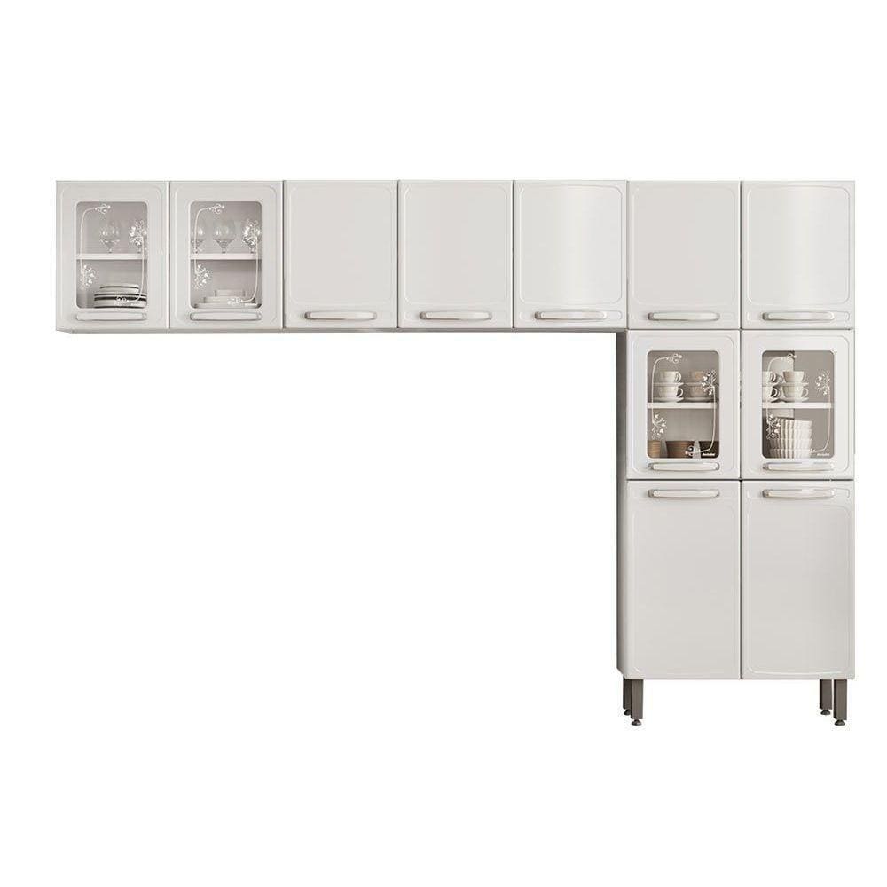 Kit De Cozinha Modulada 3 Peças Evidence (2 Armários + 1 Paneleiro) Cpt55 Branco - Bertolini