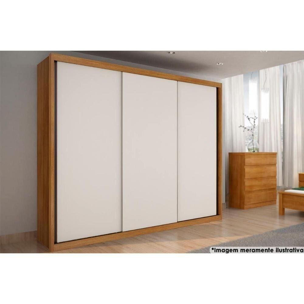 Guarda Roupas 3 Portas De Correr E 6 Gavetas Paradizzo Gold Freijó Cumaru-branco - Novo Horizonte