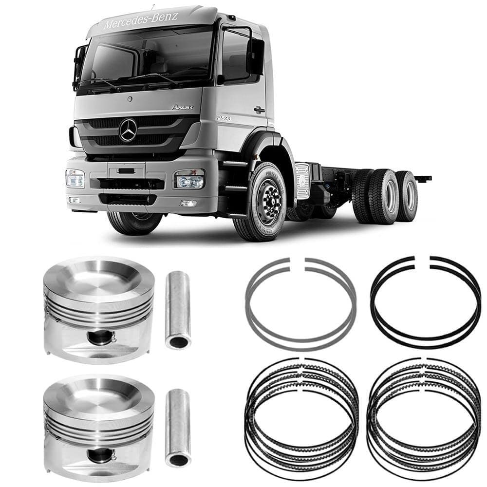 Kit Pistão Anéis Mercedes Benz Axor 2533 2005 a 2016 Metal Leve