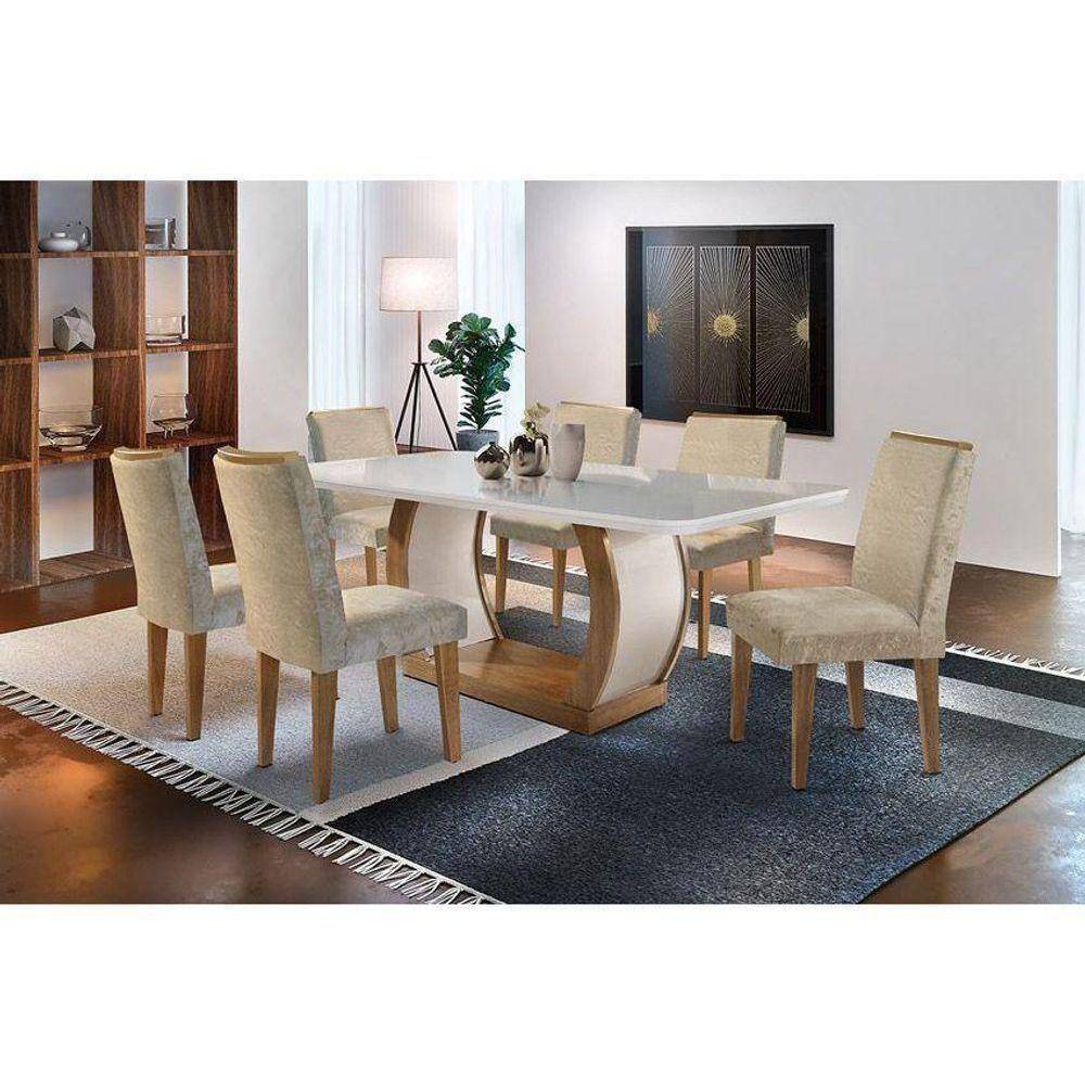 Sala de Jantar Completa 180Cm + 6 Cadeiras Lunara Imbuia Capuccino Chocolate