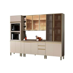 Kit De Cozinha Modulada 8pçs 1 Armário 2 Balcões 2 Paneleiros 3 Complementos C8P05 Duna/Cristal Henn