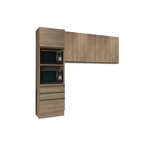 Kit De Cozinha Completa 3 Peças Maxxi (2 Armários + 1 Paneleiro) Cpt36 Nogal - Kappesberg