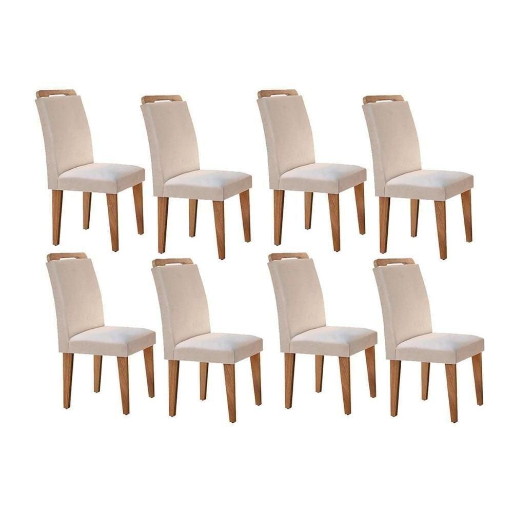 Cadeira Sala de Jantar Kit Capuccino Veludo Creme