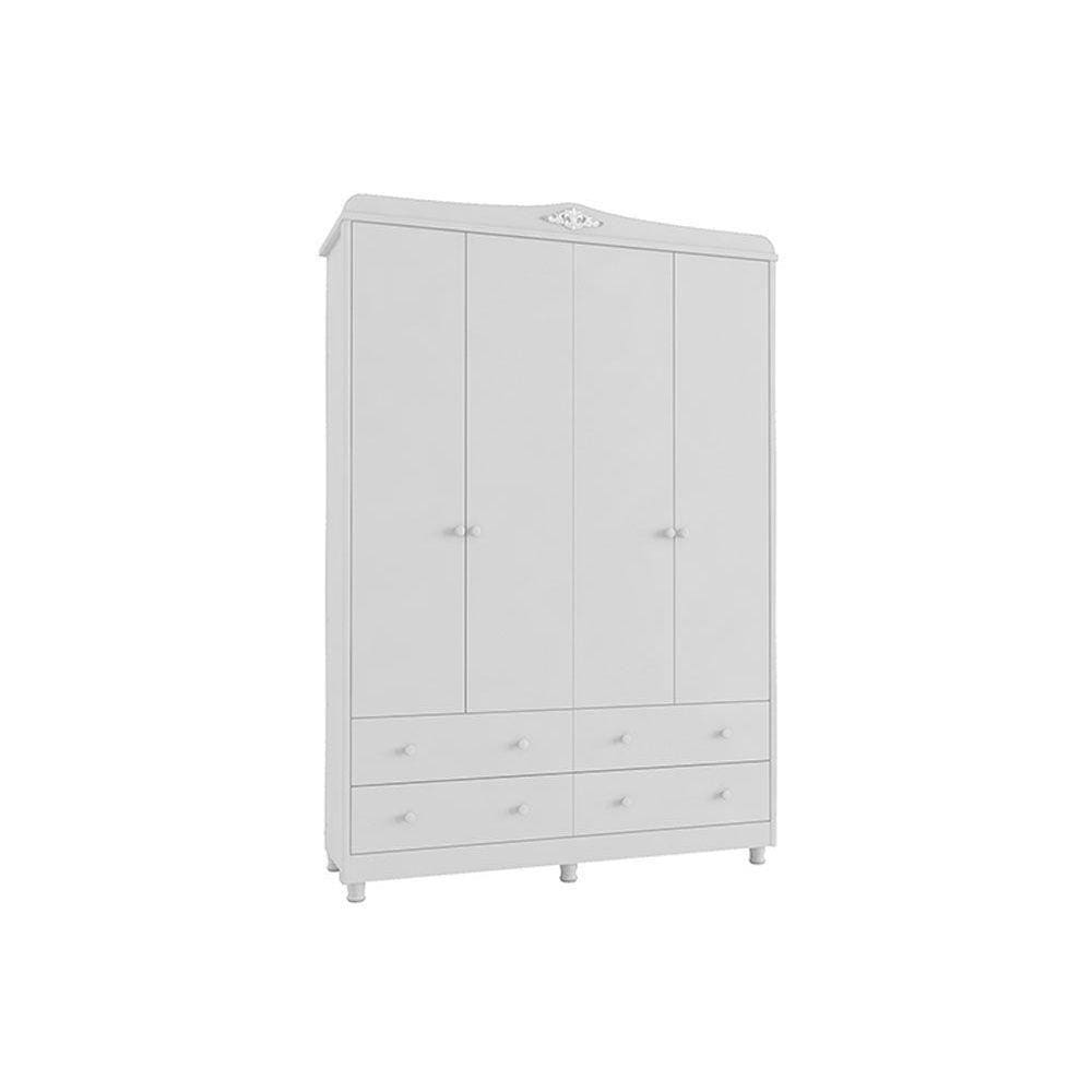 Guarda Roupa Infantil Elô C/ 4 Portas E 4 Gavetas Branco - Peroba