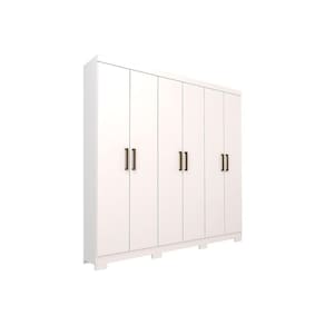 Guarda Roupa Casal 6 Portas E 2 Gavetas C/ Espelho Interno Milena Branco - Panan