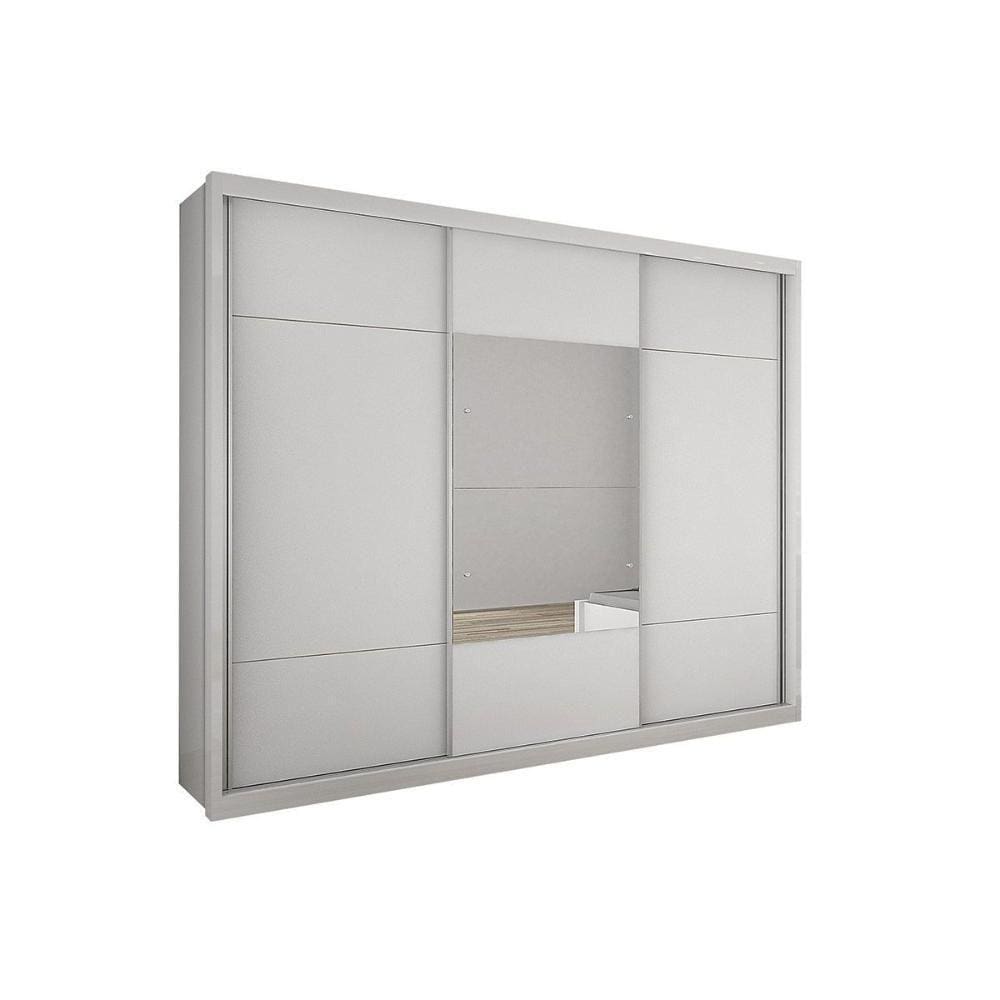 Guarda Roupa Casal 3 Portas De Correr E 4 Gavetas C/ Espelho Arezzo Plus Branco - Novo Horizonte