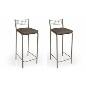 Kit 2 Banqueta De Cozinha Gênova 2b705nk 2 Un Níquel/marrom - Kappesberg