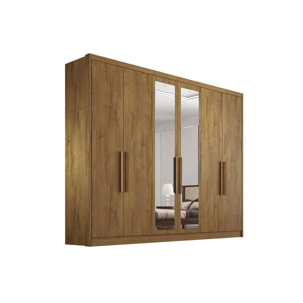 Guarda Roupa Casal 6 Portas E 6 Gavetas C/ Espelho Rizon Plus Freijo Cumaru - Novo Horizonte