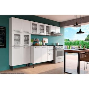 Kit De Cozinha Completa 4 Peças Gourmet (2 Armários 1 Balcão 1 Paneleiro) C4p62 Branco - Bertolini