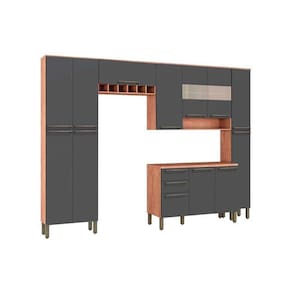 Kit De Cozinha 5 Peças Napoli Prime (2 Armários 1 Balcão 2 Paneleiros) Castanho/chumboRonipa