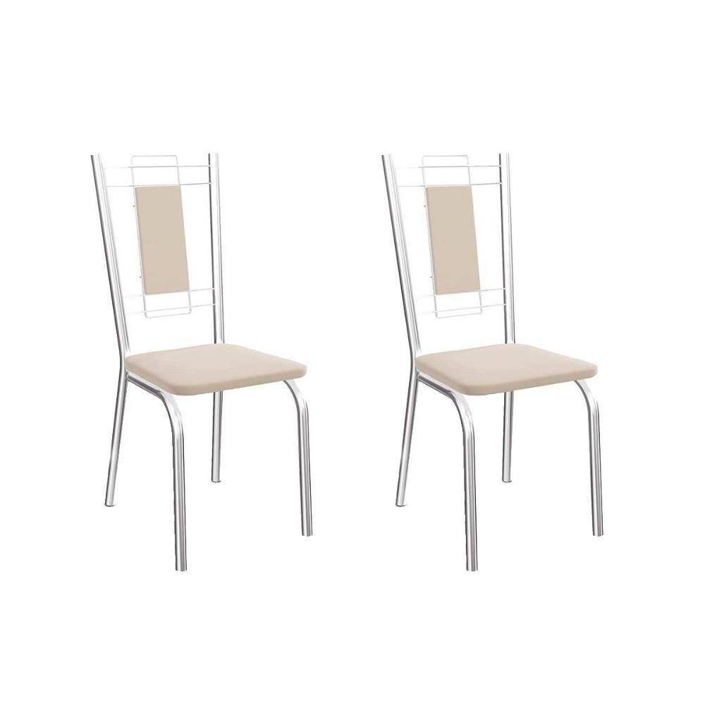 Cadeira Sala de Jantar Florença 2c005 Kit Cromado Courano Nude