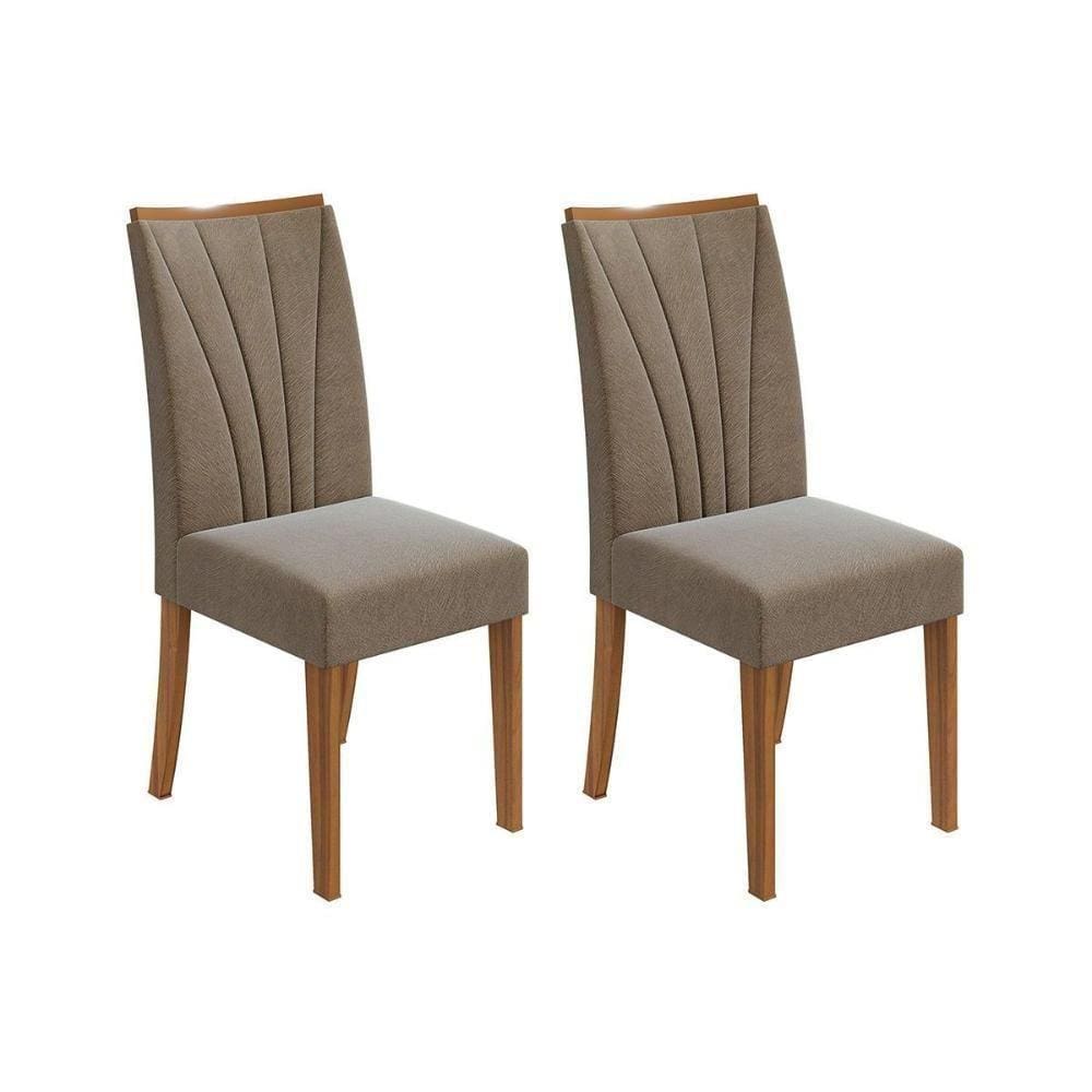 Cadeira Sala de Jantar Apogeu Kit Rovere Amêndoa Suede Animale Bege