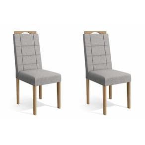 Cadeira Sala de Jantar 2Cad150 Madeira Kit Eucalipto Linho Caqui