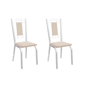 Cadeira Sala de Jantar Florença 2C005 Kit Cromado Courano Nude