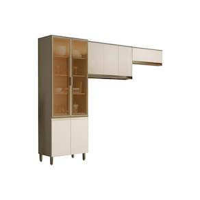 Kit De Cozinha Completa 3 Peças Connect (2 Armários + 1 Cristaleira) Cpt13 Duna/cristal - Henn