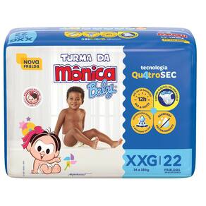 Fralda Descartável Turma Da Monica Baby Econômica XXG Com 22 Unidades