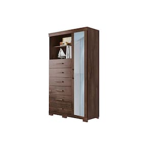 Cômoda De Quarto Marabá 1.6 C/ 1 Porta 2 Nichos E 6 Gavetas C/ Espelho E Pés ébano - Santos Andirá