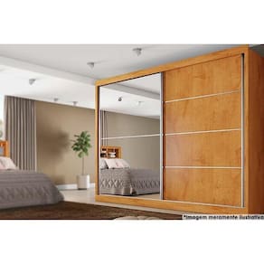 Guarda Roupa Casal 2 Portas De Correr E 4 Gavetas C/ 1 Espelho Verona Plus Peroba - Europa