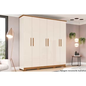 Guarda Roupa Casal 6 Portas E 3 Gavetas Cover Off White/Nature - Henn