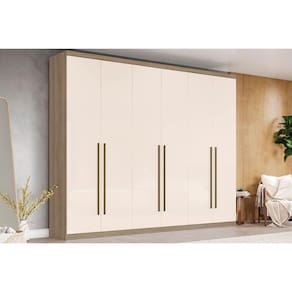 Guarda Roupa 6 Portas E 3 Gavetas Jade Rústico/Off White - Henn