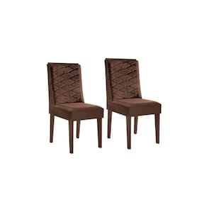 Cadeira Sala de Jantar Dafne Luxo Madeira Kit Capuccino Veludo Marrom