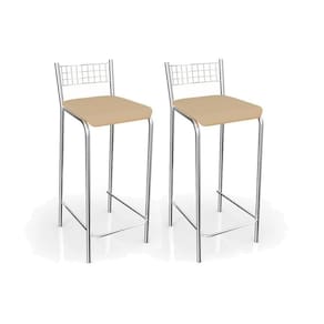 Banqueta Sala De Jantar Gênova 2B705Cr Kit 2 Un Cromado/Courano Nude - Kappesberg