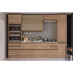 Kit De Cozinha Completa 7 Peças Maxxi (2 Armários 2 Balcões 2 Paneleiros 1 Complemento) C7p08 Nogal