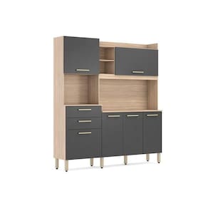 Kit De Cozinha Compacta Select C/ 6 Portas E 2 Gavetas Avena/grafito - Demóbile