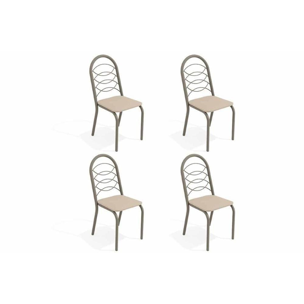 Cadeira Sala de Jantar Holanda 4C009Nk Kit 4 Un Níquel Courano Nude
