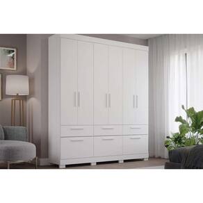 Guarda Roupa Casal 6 Portas 5 Gavetas Porto Branco - Panan