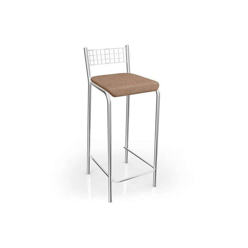 Banqueta Sala De Jantar Gênova 1B705Cr 1 Un Cromado/Linho Capuccino - Kappesberg