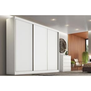 Guarda Roupa Casal 3 Portas De Correr E 4 Gavetas Arezzo Plus Branco - Novo Horizonte