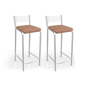 Banqueta De Cozinha Gênova 1b705cr 2 Un Cromado/linho Capuccino - Kappesberg
