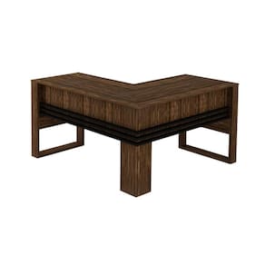 Mesa Canto P/escritório Me4145 Nogal/preto - Tecno Mobili