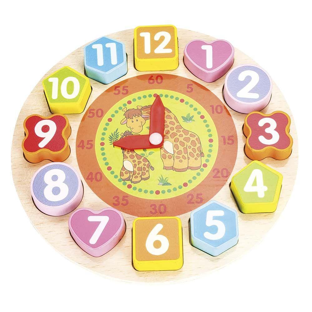 Brinquedo Didático De Madeira Relógio Com 13 Peças