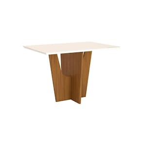 Mesa Para Cozinha Vértice Sc40 + Tampo Madeirado Vidro Reto 120x80cm Nature-off White - Henn